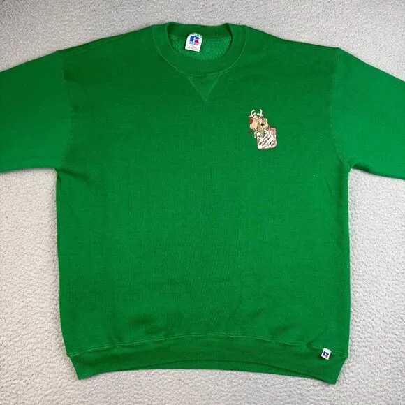 Vintage Christmas Sweatshirt XL Walker Tower Oklahoma University Sooners 80s - Picture 4 of 10